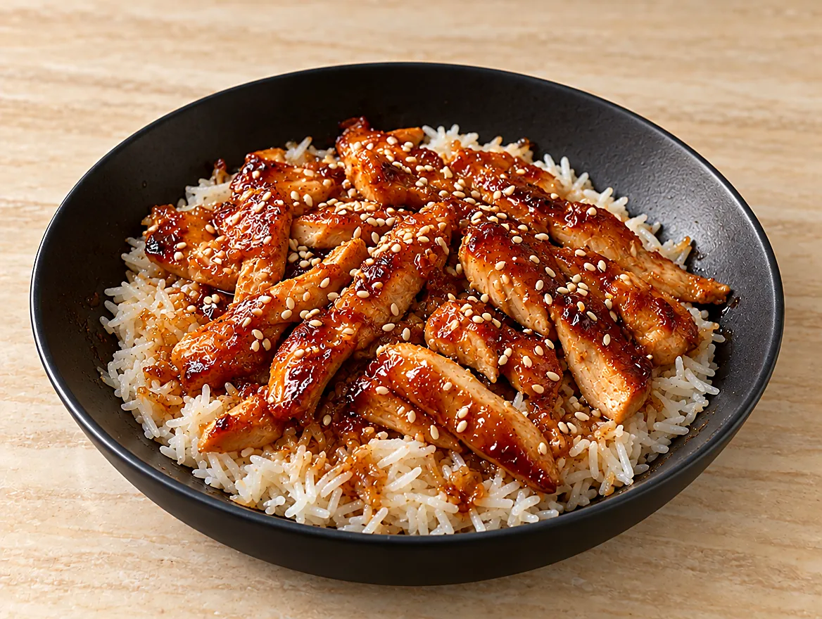 Teriyaki chicken on rice
